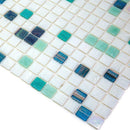 Blue and White Gradient Squares Glass Pool Tile | Tile Club