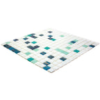 Blue and White Gradient Squares Glass Pool Tile | Tile Club