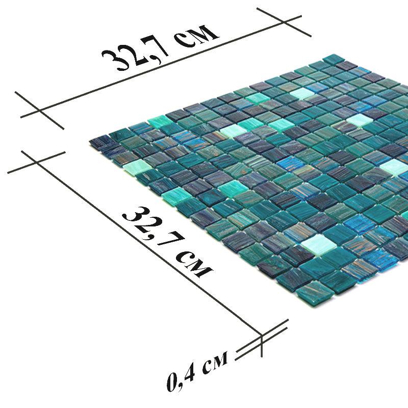 Blue and White Gradient Squares Glass Pool Tile | Tile Club