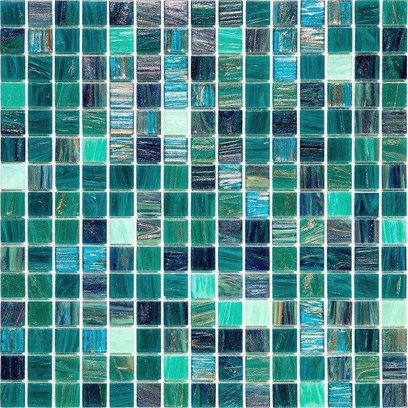 Blue and White Gradient Squares Glass Pool Tile | Tile Club