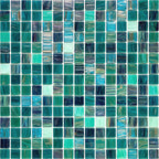 Blue and White Gradient Squares Glass Pool Tile | Tile Club