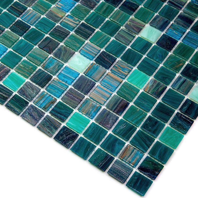 Blue and White Gradient Squares Glass Pool Tile | Tile Club