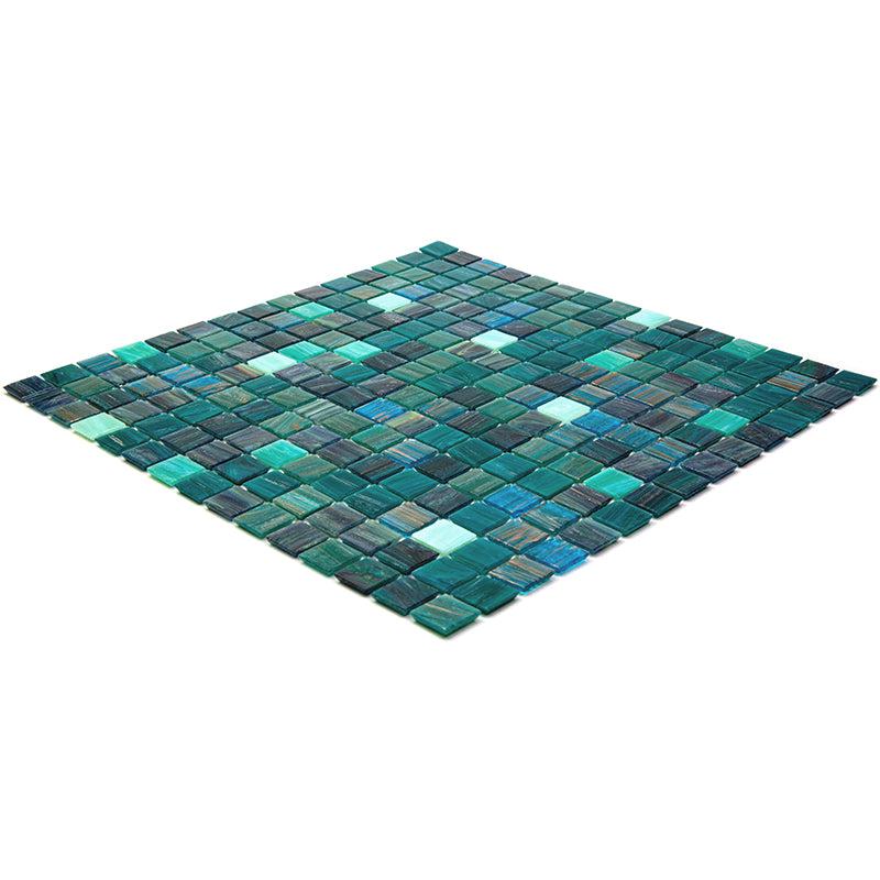 Blue and White Gradient Squares Glass Pool Tile | Tile Club