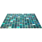 Blue and White Gradient Squares Glass Pool Tile | Tile Club