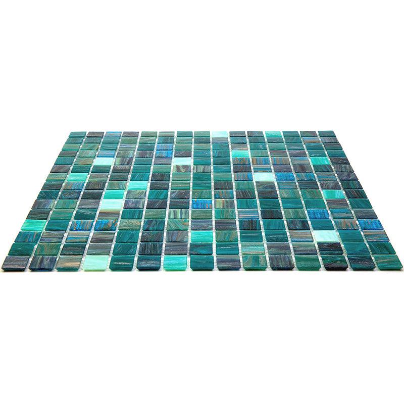 Blue and White Gradient Squares Glass Pool Tile | Tile Club