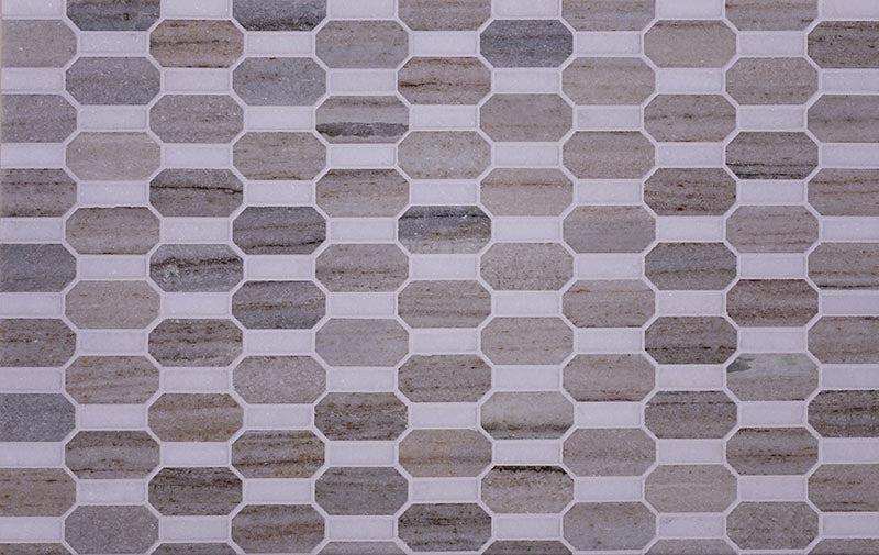 12.2" x 13.2" San Valley And Thassos Wave Marble Mosaic Tile