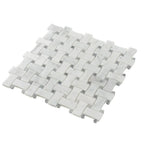White Carrara & Bardiglio Curved Basket Weave Marble Mosaic Tile