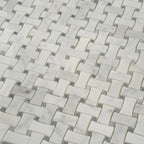 White Carrara & Bardiglio Curved Basket Weave Marble Mosaic Tile