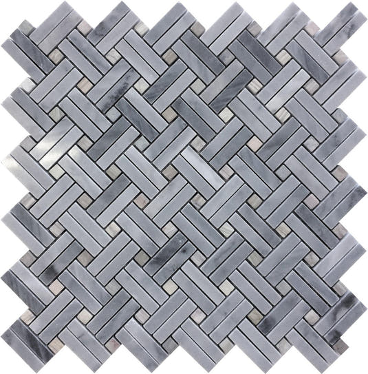 Bardiglio Double Weave With Multicolor Dots Marble Mosaic Tile Sample