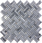 Bardiglio Double Weave With Multicolor Dots Marble Mosaic Tile Sample