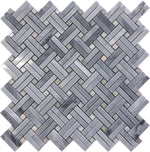 Bardiglio Double Weave With Multicolor Dots Marble Mosaic Tile Sample