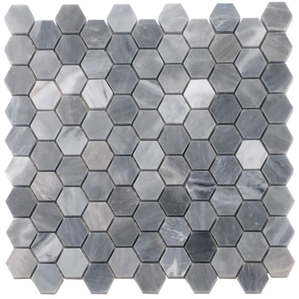 Bardiglio Hexagon Polished Marble Mosaic Tile