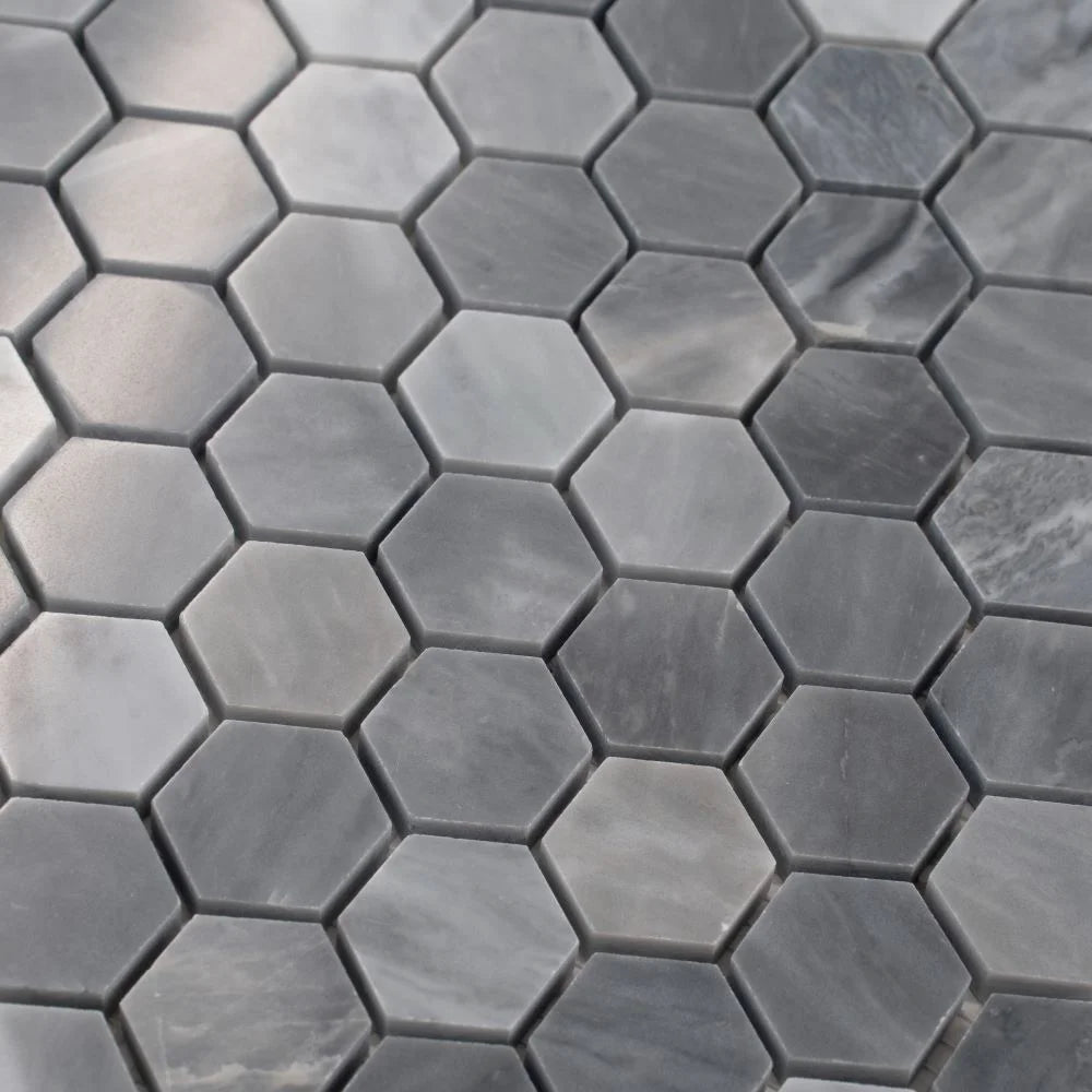 Bardiglio Hexagon Polished Marble Mosaic Tile