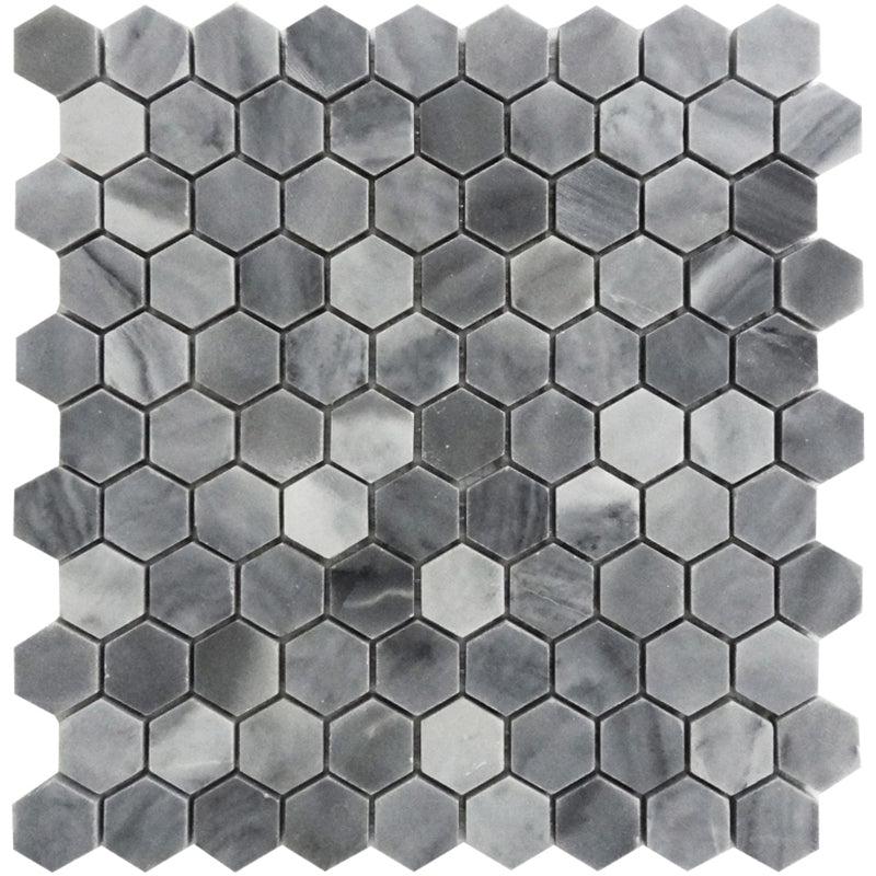 Bardiglio Hexagon Polished Marble Mosaic Tile Sample