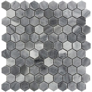 Bardiglio Hexagon Polished Marble Mosaic Tile Sample