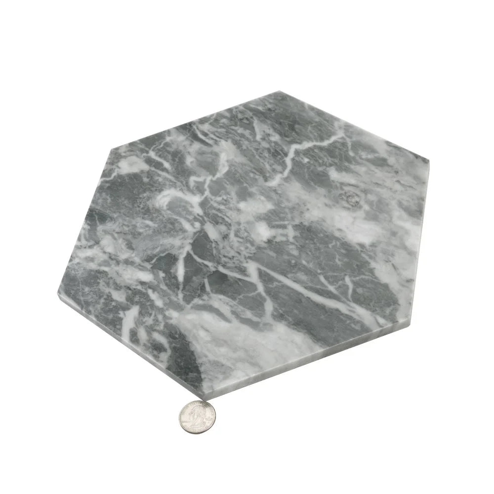 Bardiglio 10" Honed Hexagon Marble Tile
