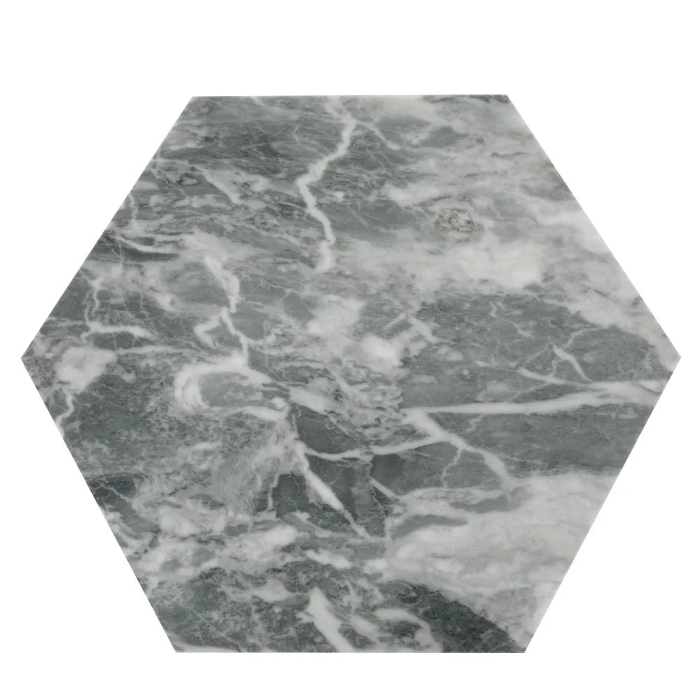 Bardiglio 10" Honed Hexagon Marble Tile
