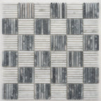 Sticks Carrara & Bardiglio Marble Mosaic Tile
