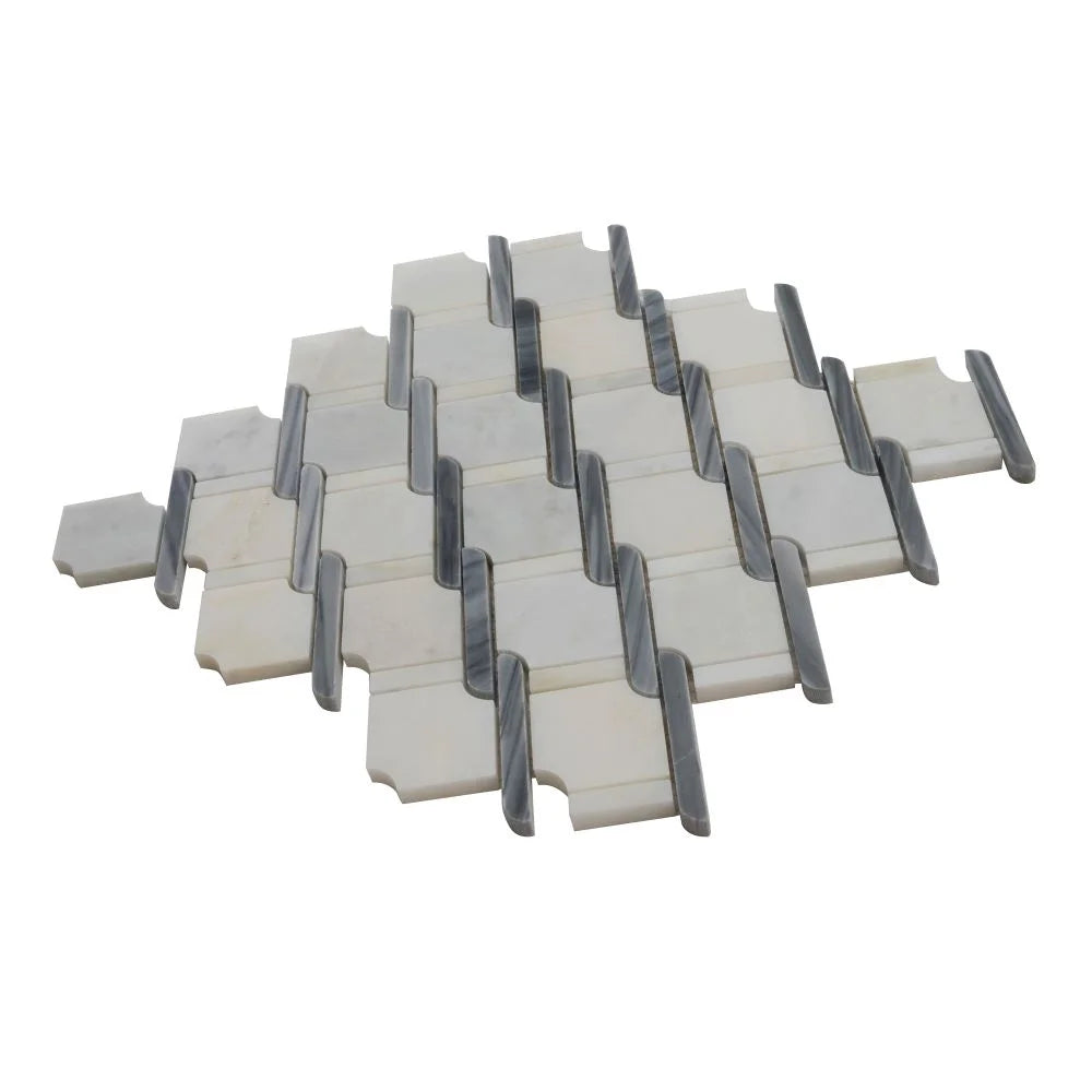 Italiano Bardiglio & Eastern White Marble Mosaic Tile