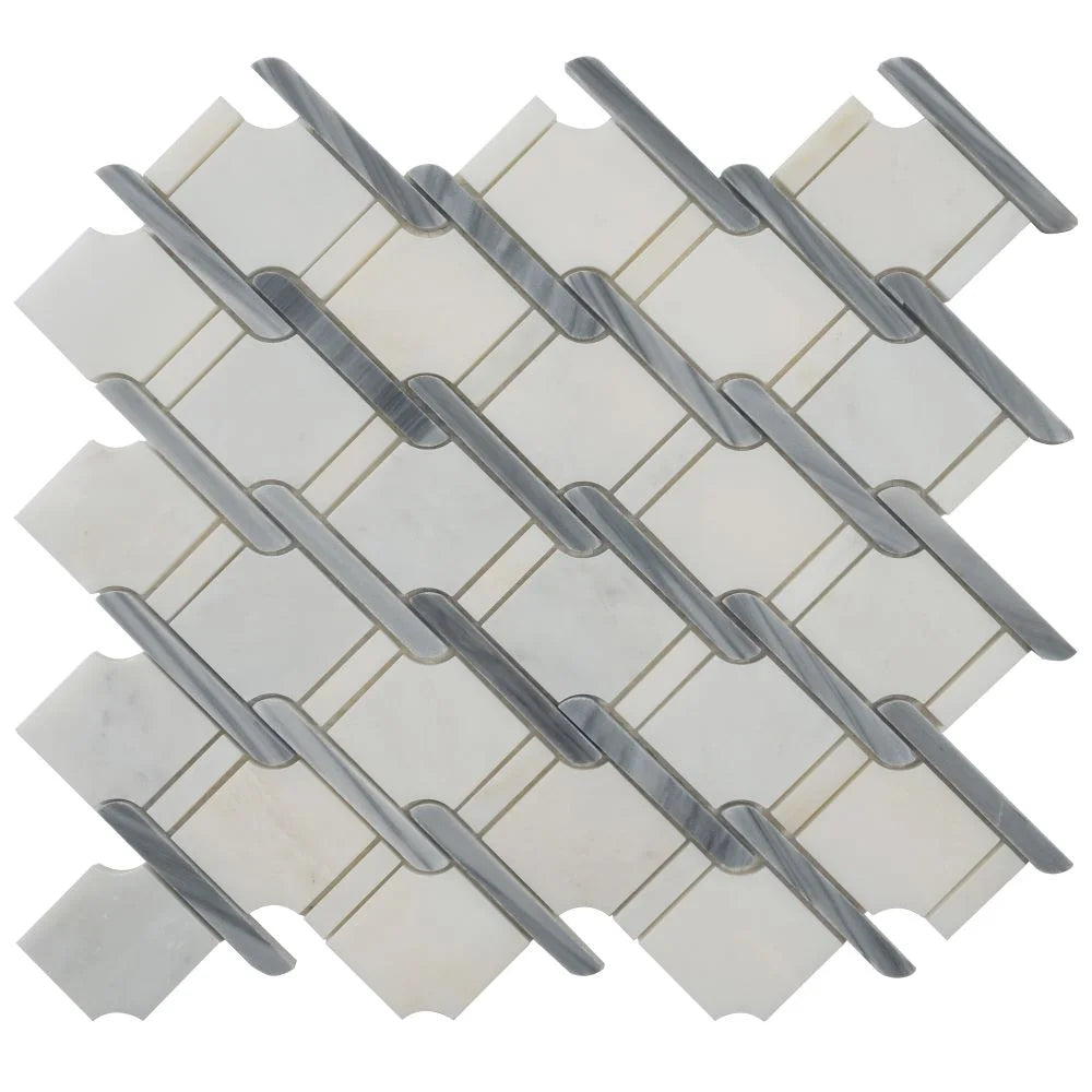 Italiano Bardiglio & Eastern White Marble Mosaic Tile