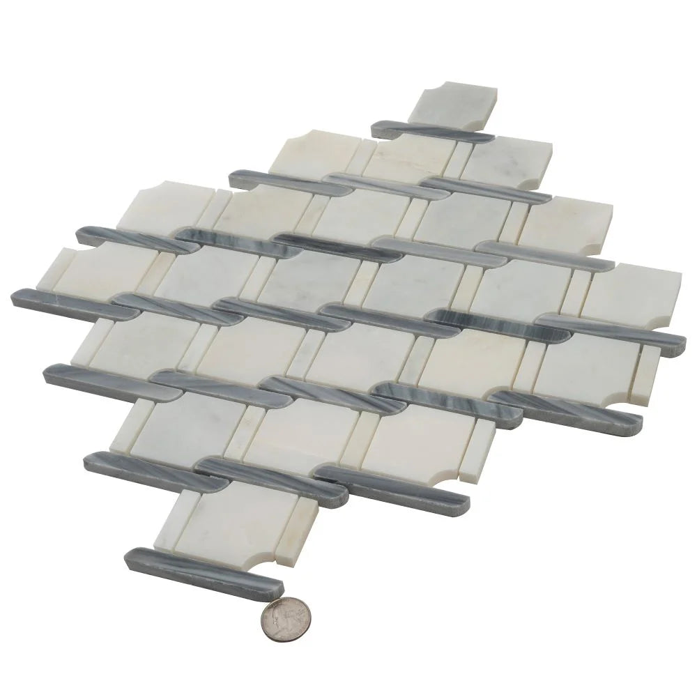Italiano Bardiglio & Eastern White Marble Mosaic Tile