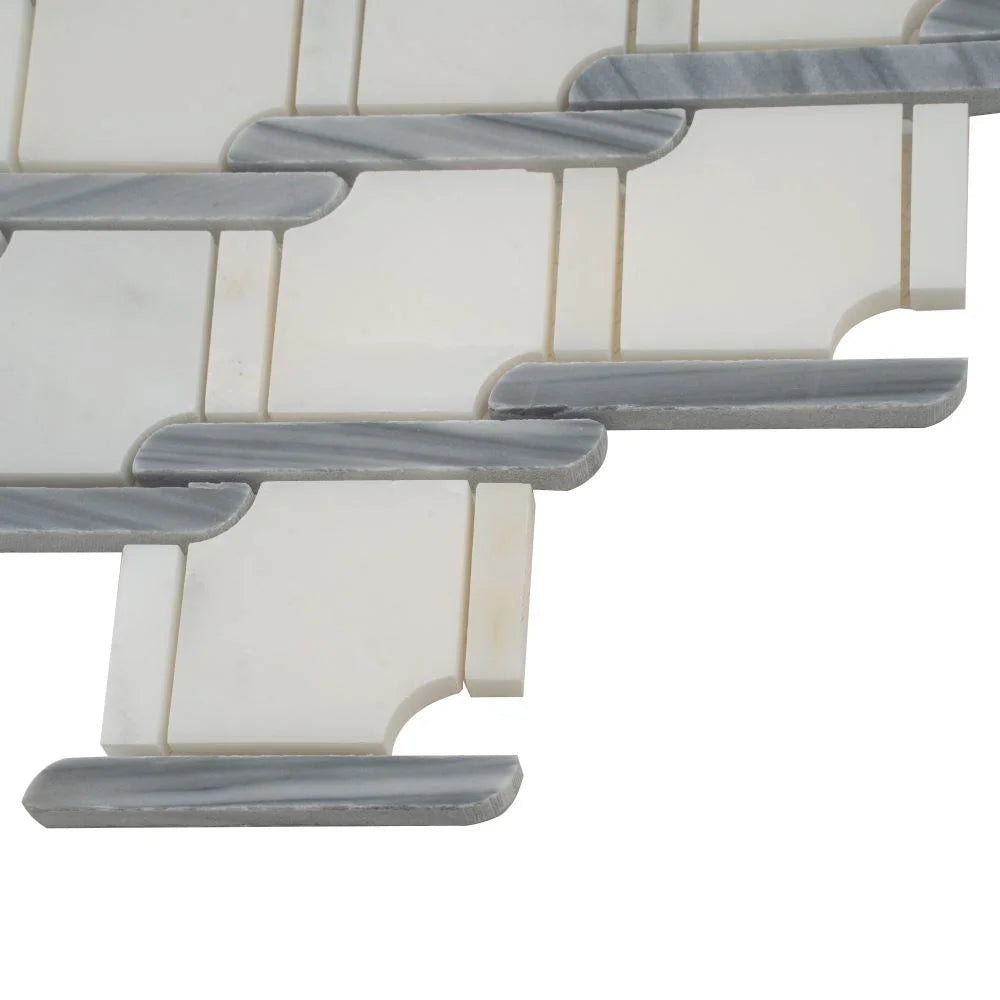 Italiano Bardiglio & Eastern White Marble Mosaic Tile
