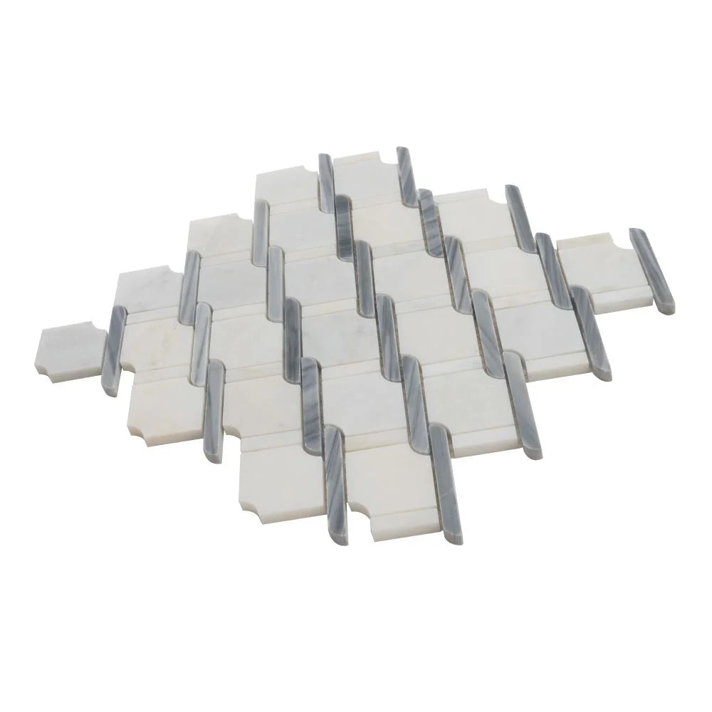 Italiano Bardiglio & Eastern White Marble Mosaic Tile