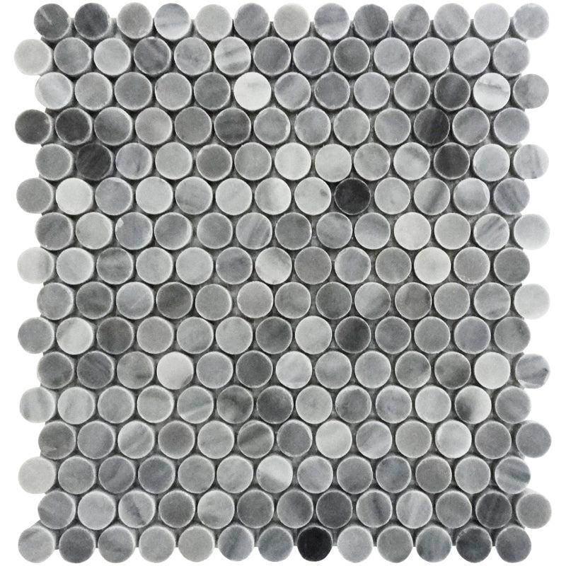 Bardiglio Penny Rounds Marble Polished Mosaic Tile Sample