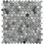 Bardiglio Penny Rounds Marble Polished Mosaic Tile Sample