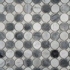 Bardiglio Penny Round & Carrara Dot Marble Mosaic Tile