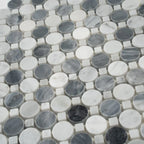 Bardiglio Penny Round & Carrara Dot Marble Mosaic Tile