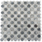 Bardiglio Penny Round & Carrara Dot Marble Mosaic Tile