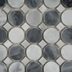 Bardiglio Penny Round & Carrara Dot Marble Mosaic Tile