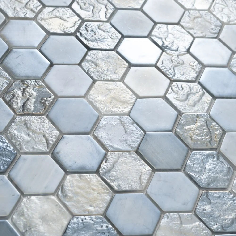 Champagne Dreams Hexagon Glass Mosaic Tile