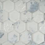 Frozen Dreams Hexagon Glass Mosaic Tile