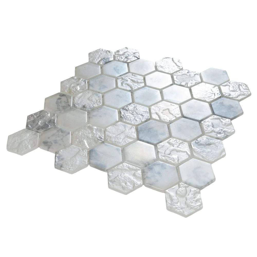 Frozen Dreams Hexagon Glass Mosaic Tile