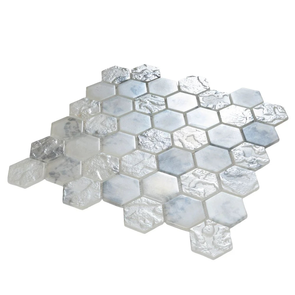 Frozen Dreams Hexagon Glass Mosaic Tile