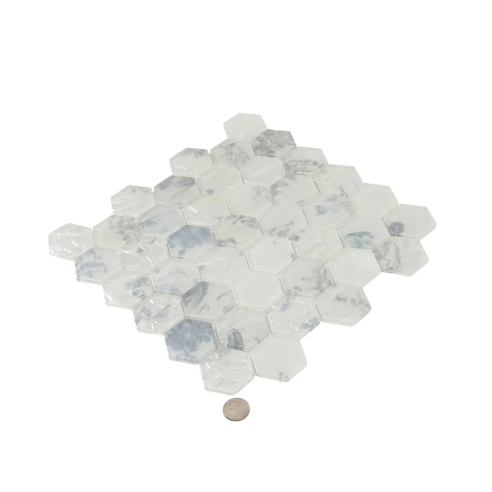 Frozen Dreams Hexagon Glass Mosaic Tile