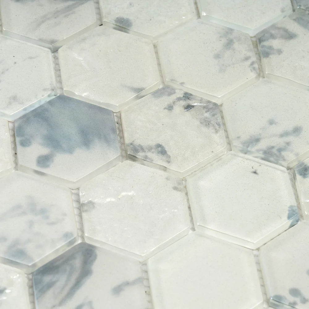 Frozen Dreams Hexagon Glass Mosaic Tile