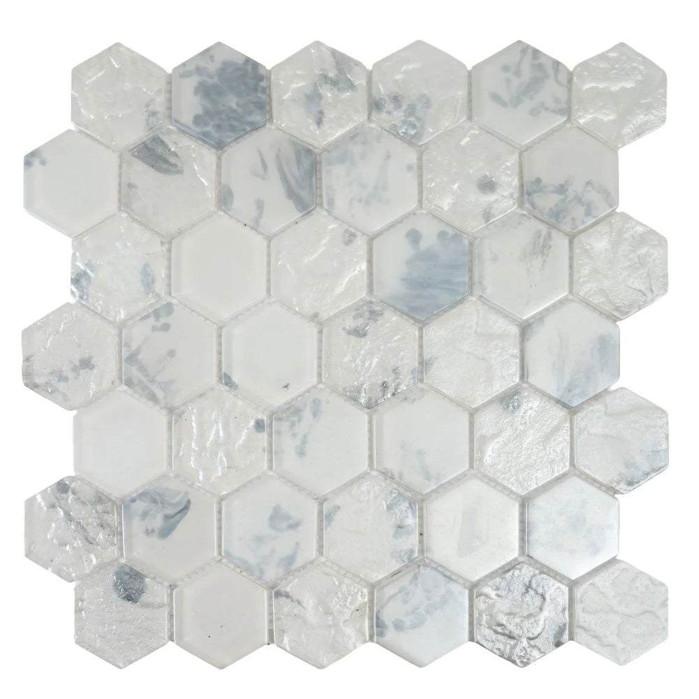 Frozen Dreams Hexagon Glass Mosaic Tile