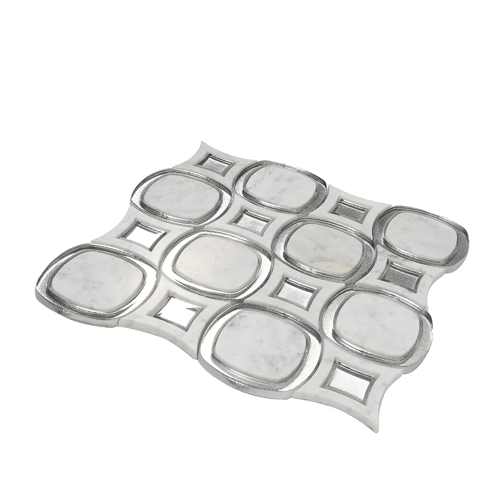 Milan White & Silver Mosaic Tile | Tile Club