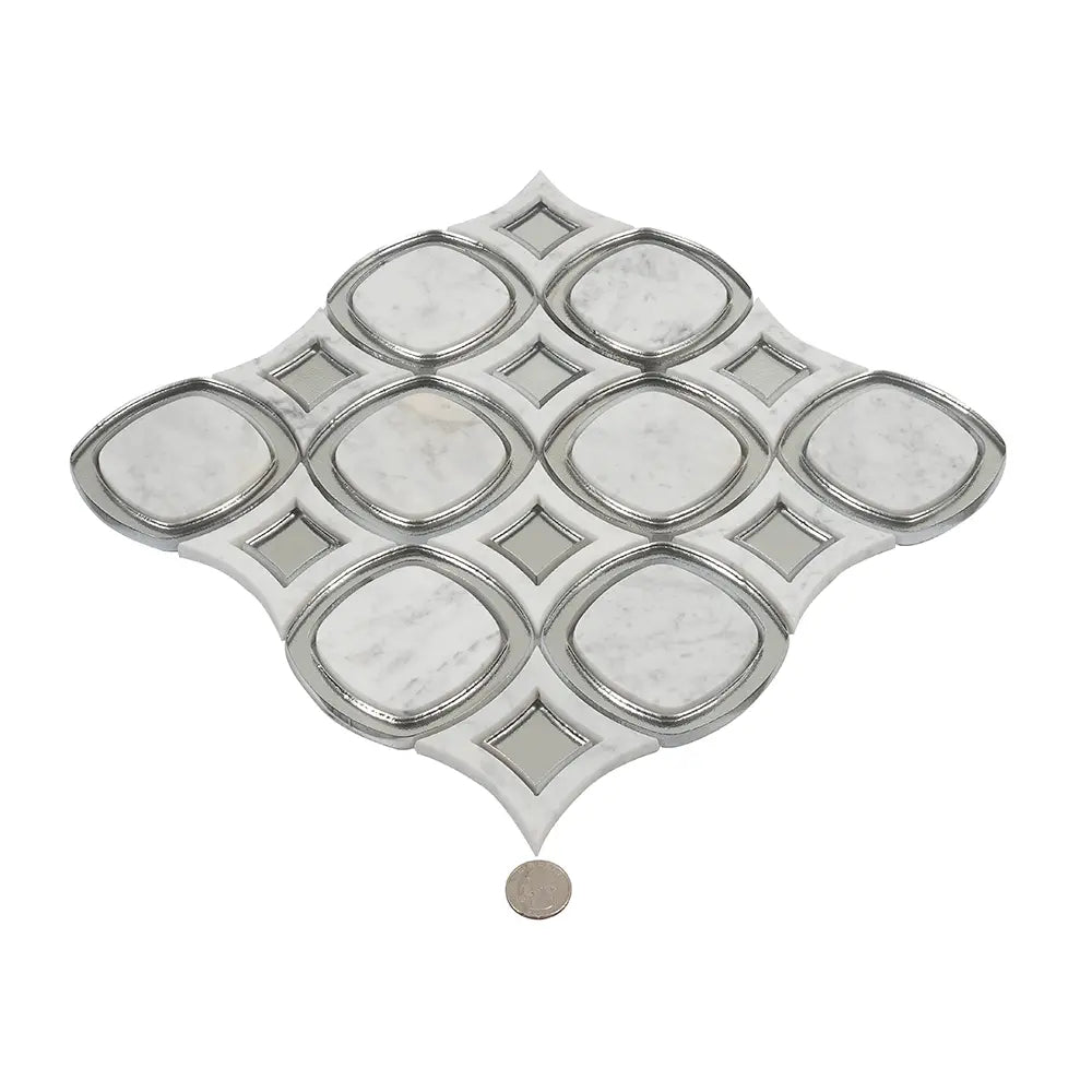 Milan White & Silver Mosaic Tile | Tile Club