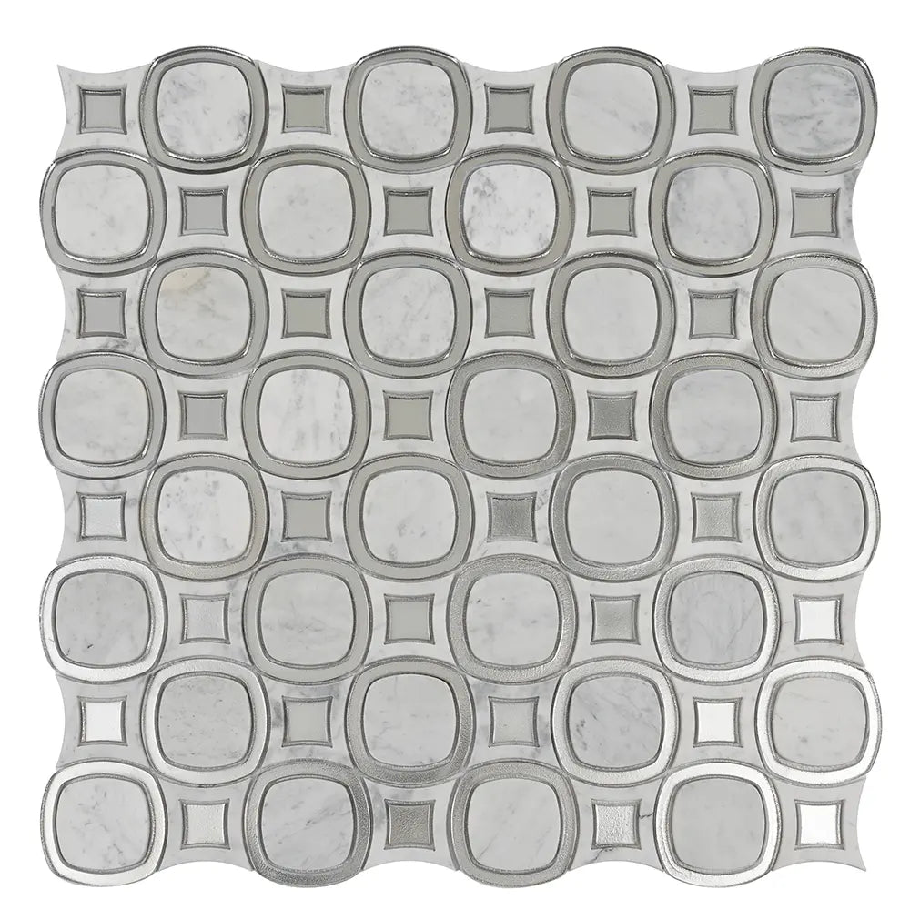 Milan White & Silver Mosaic Tile | Tile Club