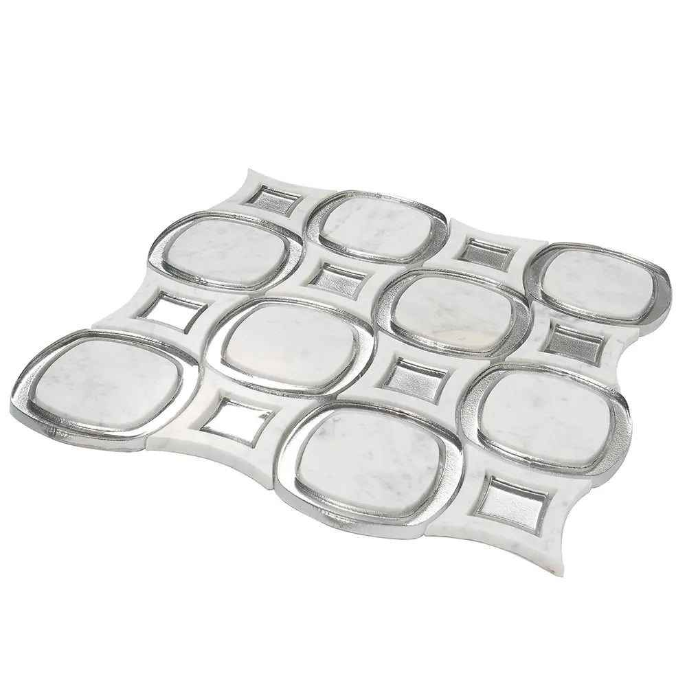 Milan White & Silver Mosaic Tile | Tile Club