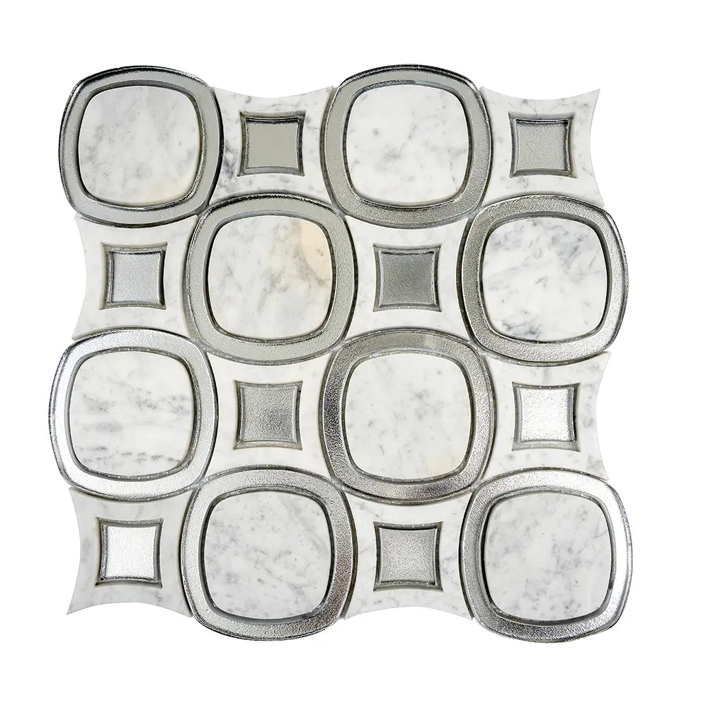 Milan White & Silver Mosaic Tile | Tile Club