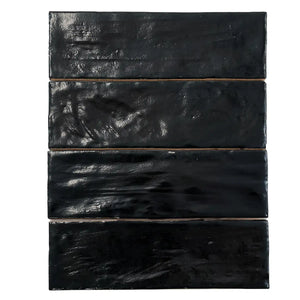 Mallorca Black Ceramic Subway Tile 2.5x8 | Tile Club