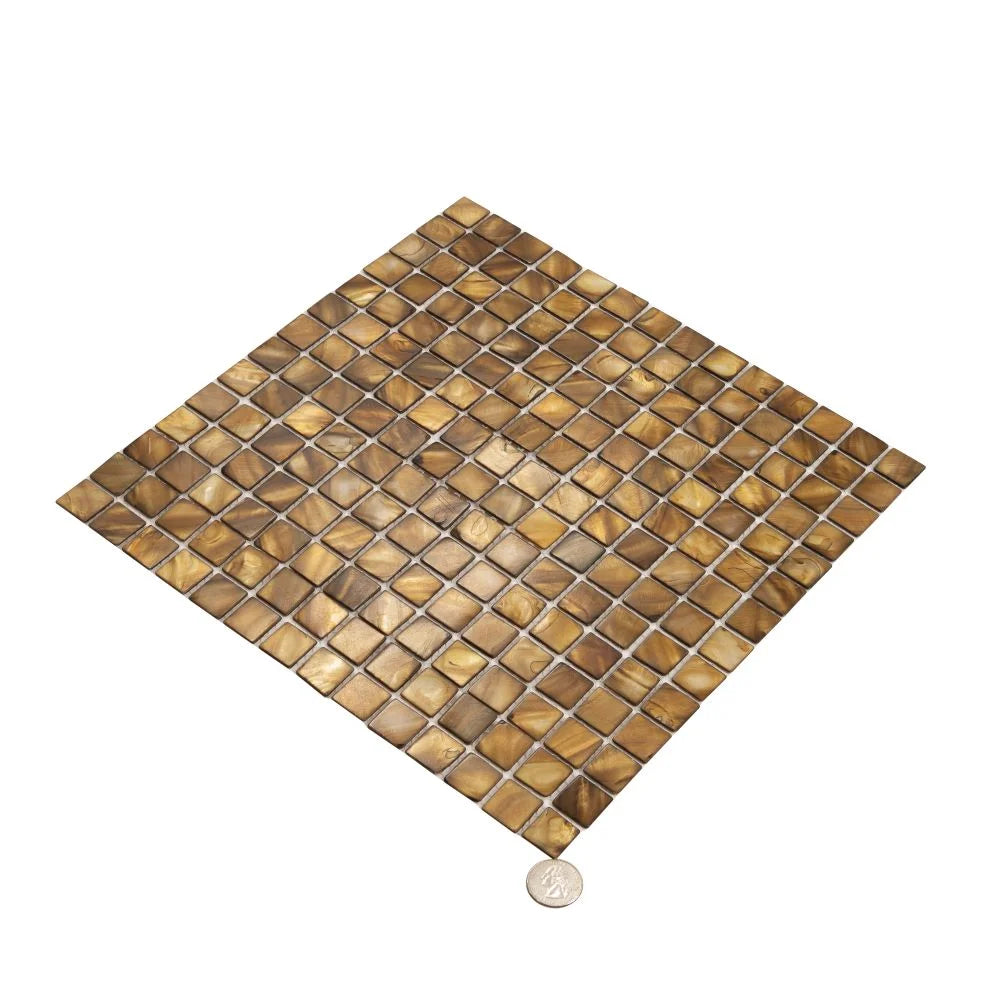 Gold Mother Of Pearl 1" Square Mosaic Tile