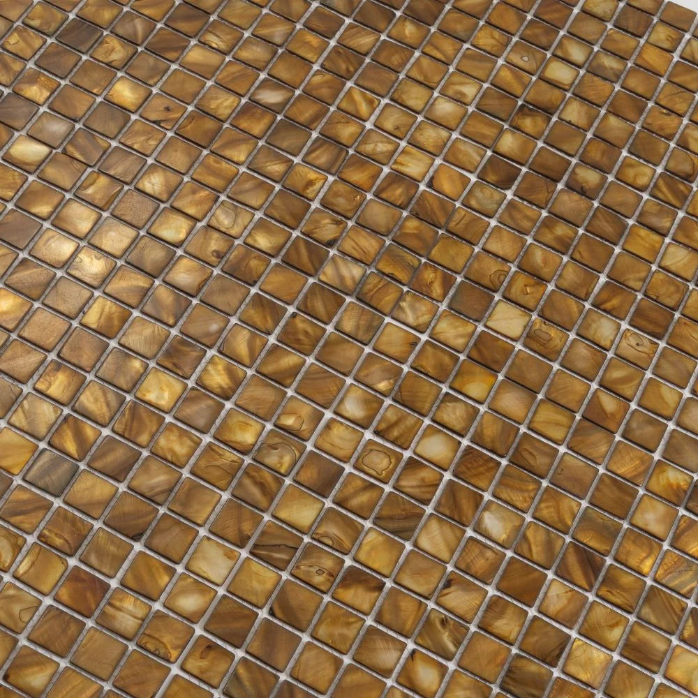 Gold Mother Of Pearl 1" Square Mosaic Tile