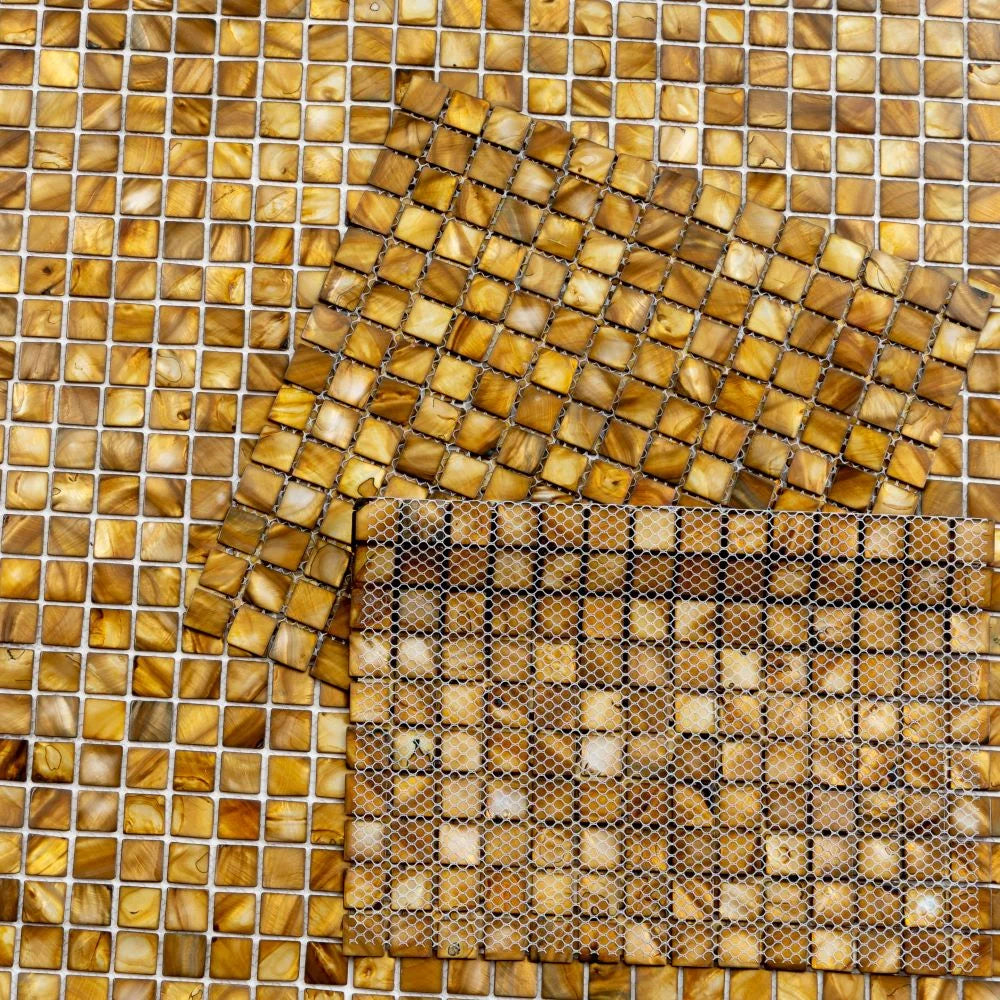 Gold Mother Of Pearl 1" Square Mosaic Tile