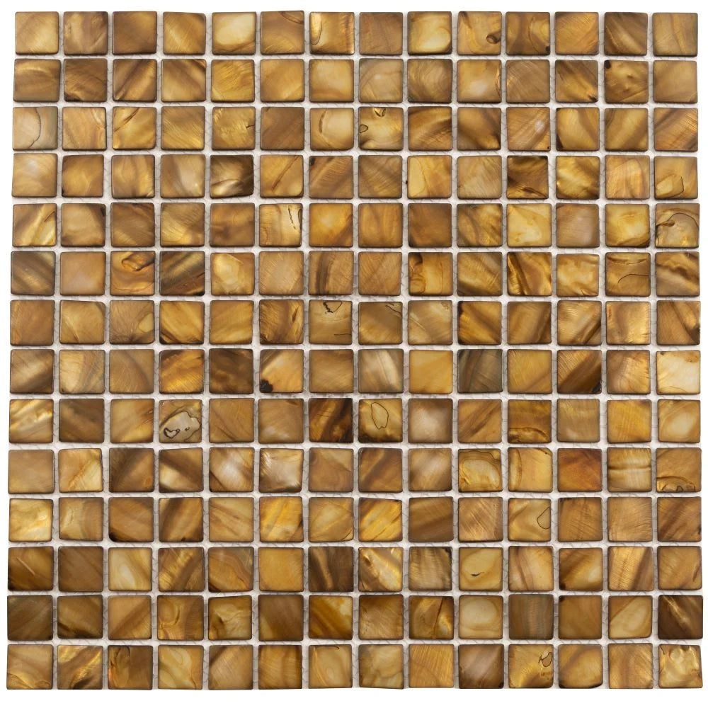 Gold Mother Of Pearl 1" Square Mosaic Tile